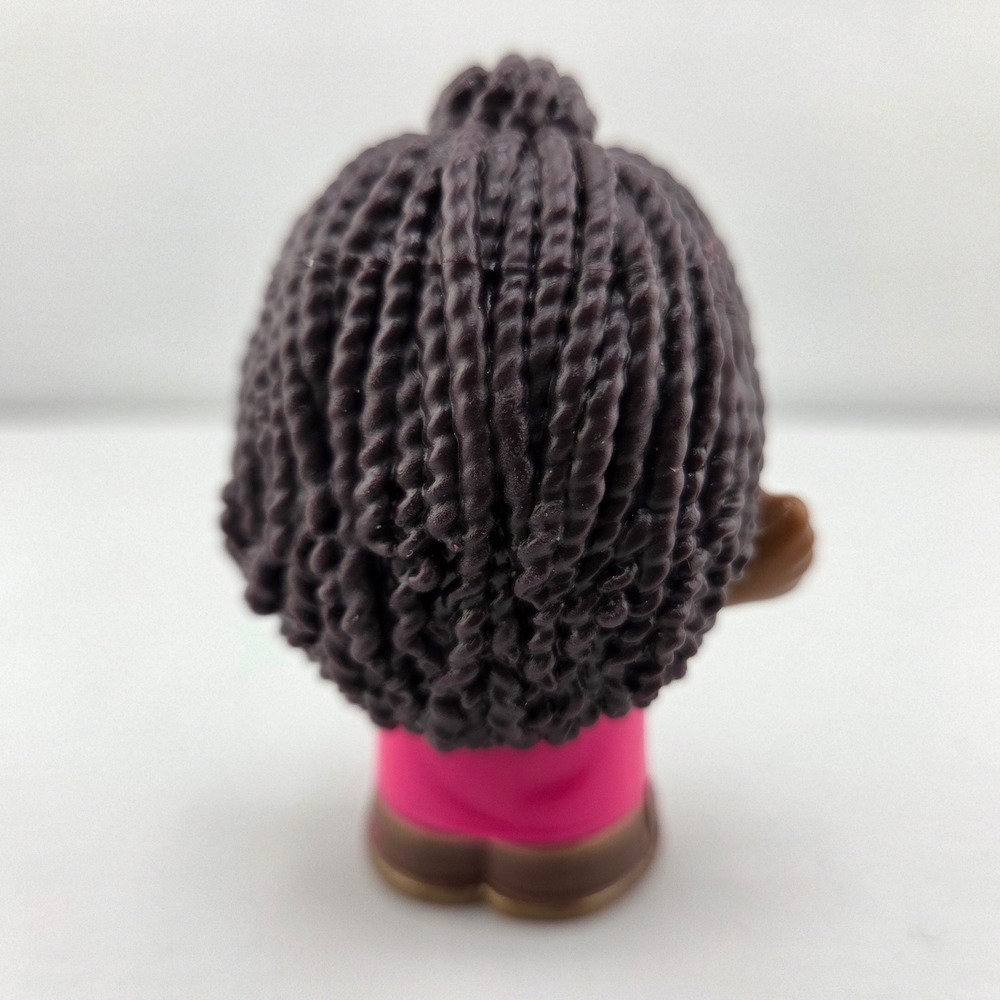 Fisher-Price Little People Girl Figure Pink Checkered Shirt Braids 2022 Mattel - Picture 3 of 5